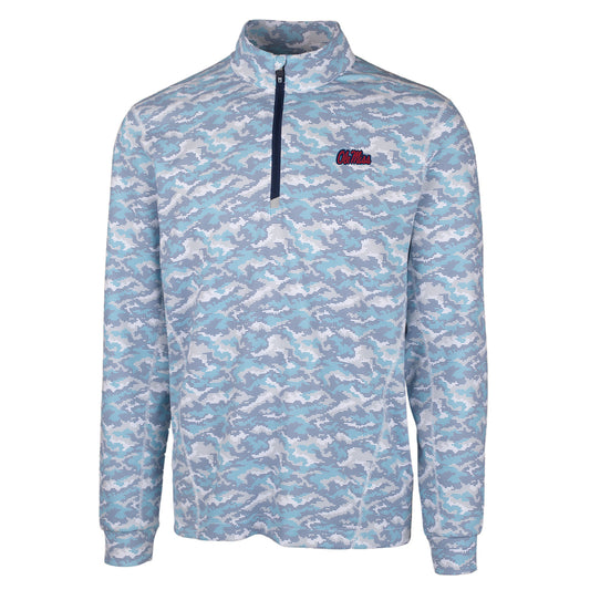 Ole Miss Blue Digital Camo Quarter Zip