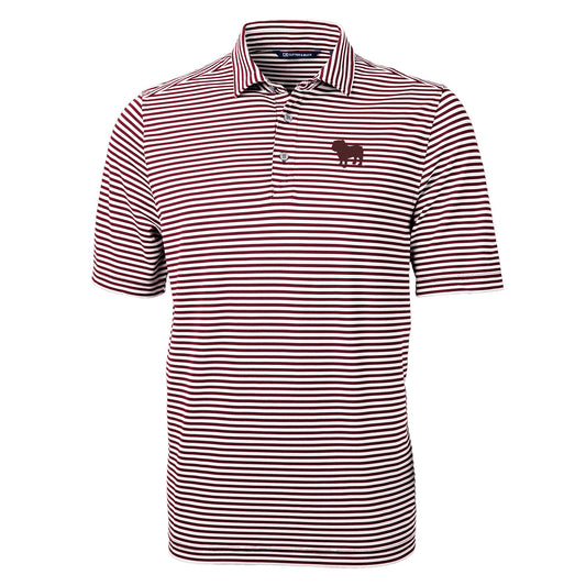 Bulldog Silhouette Maroon Stripe Polo
