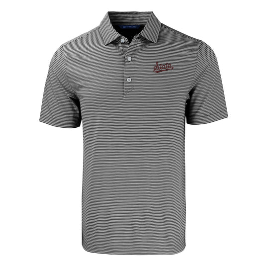 State Script Black/White Double Stripe Polo