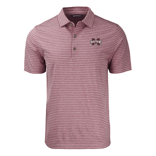 M State Maroon Heathered Stripe Polo