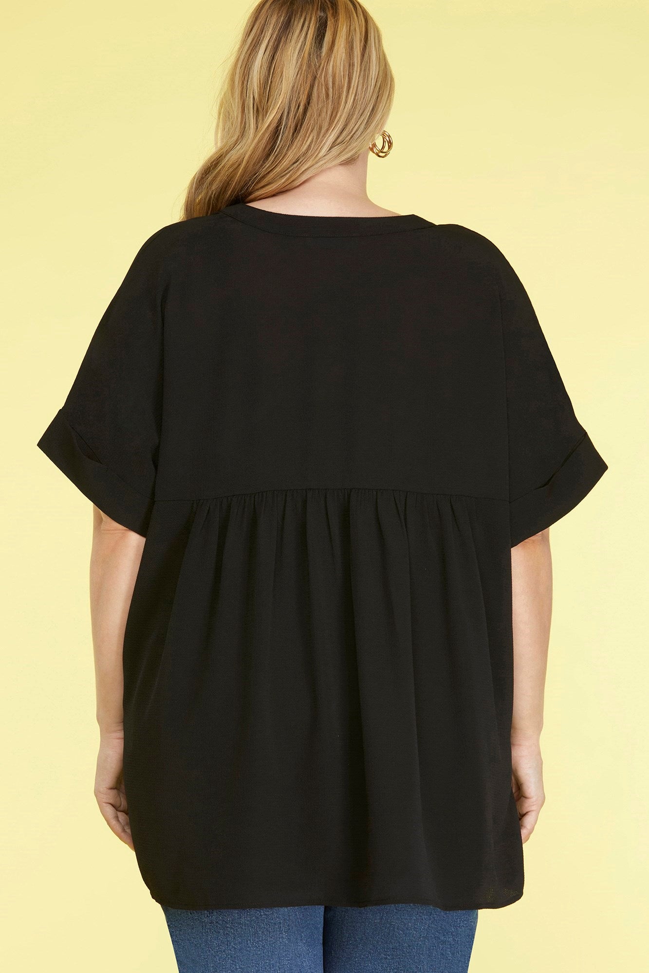 Curvy V-Neck Top - Black