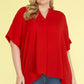 Curvy V-Neck Top - Red