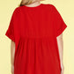 Curvy V-Neck Top - Red