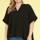 Curvy V-Neck Top - Black