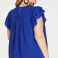 Curvy Ruffle Sleeve Pleated York Top