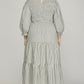 Curvy Smocked Striped Tiered Midi Dress