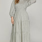Curvy Smocked Striped Tiered Midi Dress