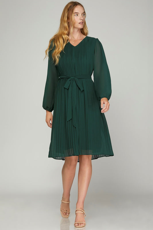 Pleated Midi Dress
