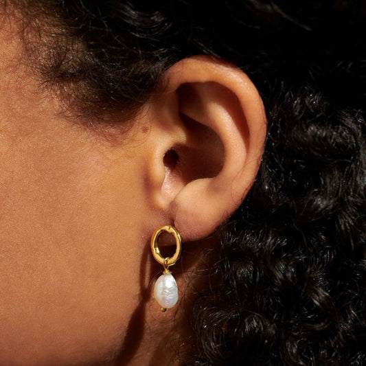Solaria Baroque Pearl Loop Hoop Earrings