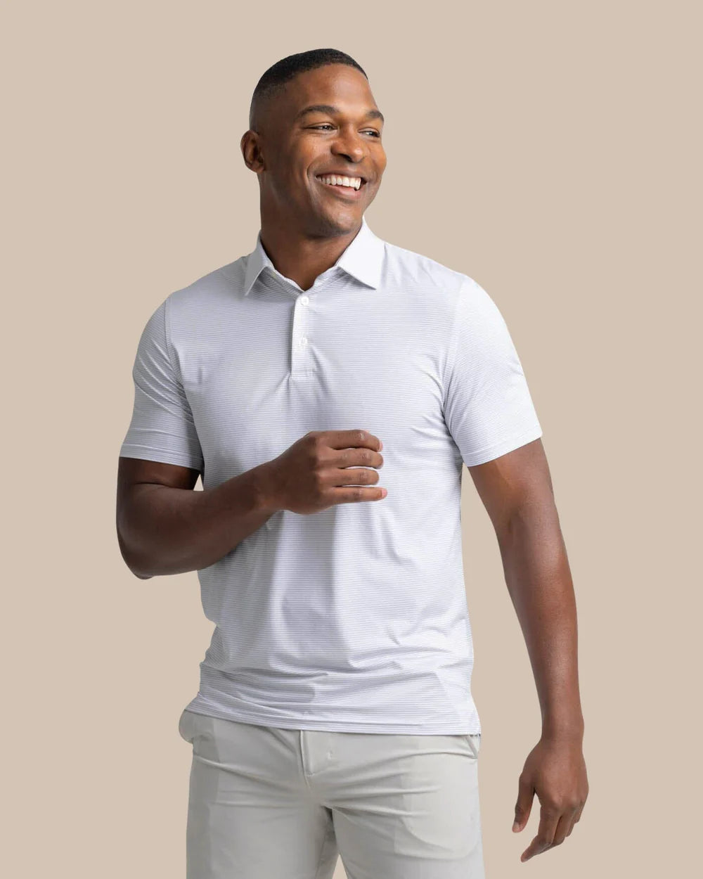 brrr°-eeze Meadowbrook Stripe Polo - Platinum Grey